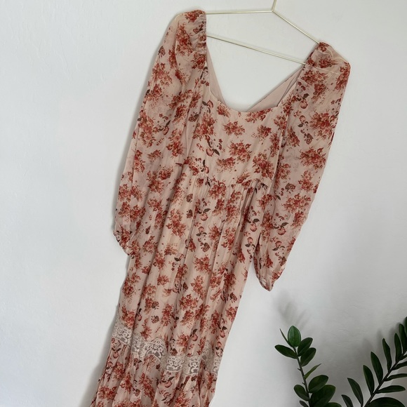 Cami NYC Francie Lace Trimmed Floral Boho 100% Silk Chiffon Maxi Dress Sz Small - Picture 10 of 10